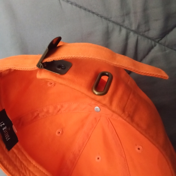 Men's Forever 21 Orange Baseball Cap Popsicle Stitched Patch Adjustable Hat - Picture 8 of 9